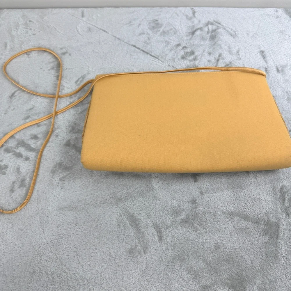 VINTAGE Milano Yellow Beaded Evening Clutch Bag Crossbody‎ Gold Embroidery